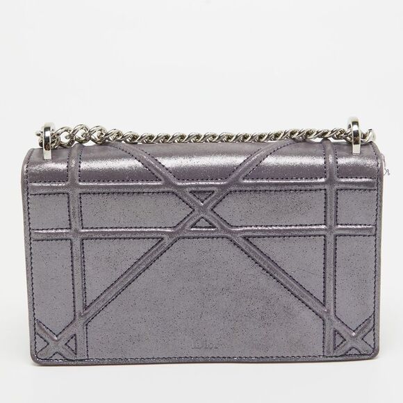 Dior Purple Iridescent Leather Diorama Wallet on Chain - Picture 4 of 4